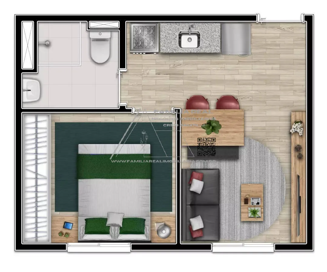 Imagem Apartamento Studio, com 01 Dormitório, para Locação na Vila Buarque - Santa Cecilia