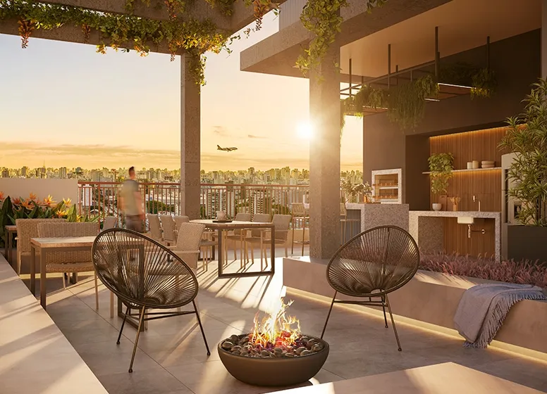 Imagem Com vista para o Campo Belo, Brooklin e Moema, um empreendimento com arquitetura contemporânea e or...