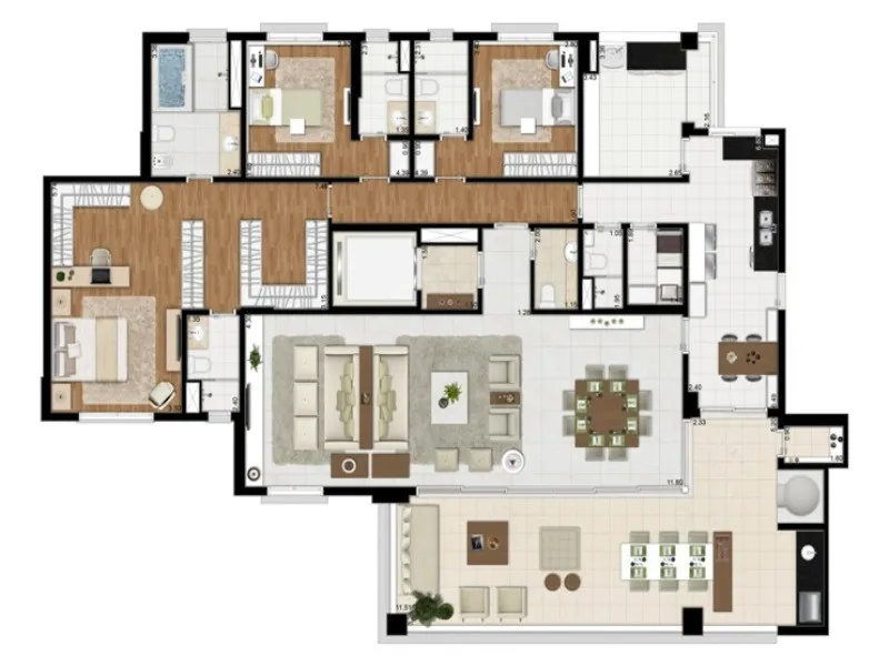 Imagem Luxuoso apartamento de 3 quartos e 3 suítes, 4 banheiros, 4 vagas na Aclimação, SP. Condomínio Ares Do Parque Aclimação.