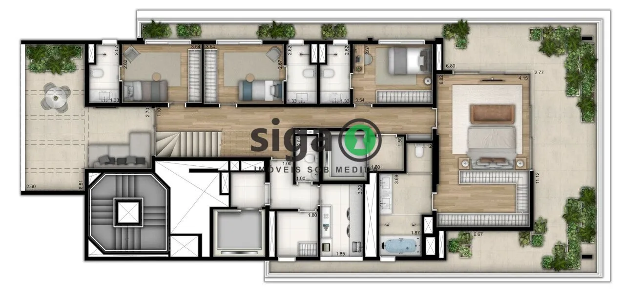Imagem Cobertura Duplex à venda em Moema com o Ibirapuera de 427m² com 4 suítes e 4 vagas - São Paulo