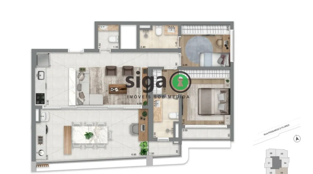 Imagem Apartamento para venda no Brooklin 02 suítes, São Paulo - SP