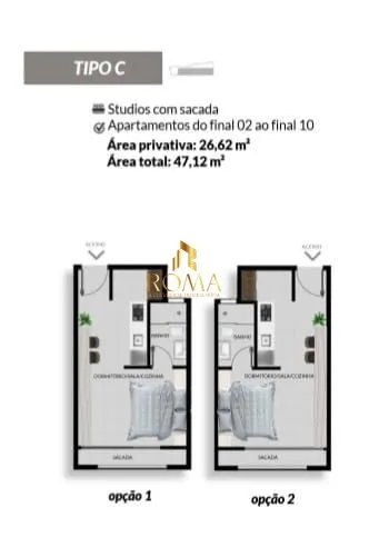 Imagem Residencial Duque 17CINCO5 com unidades studios, apartamentos e duplex na planta