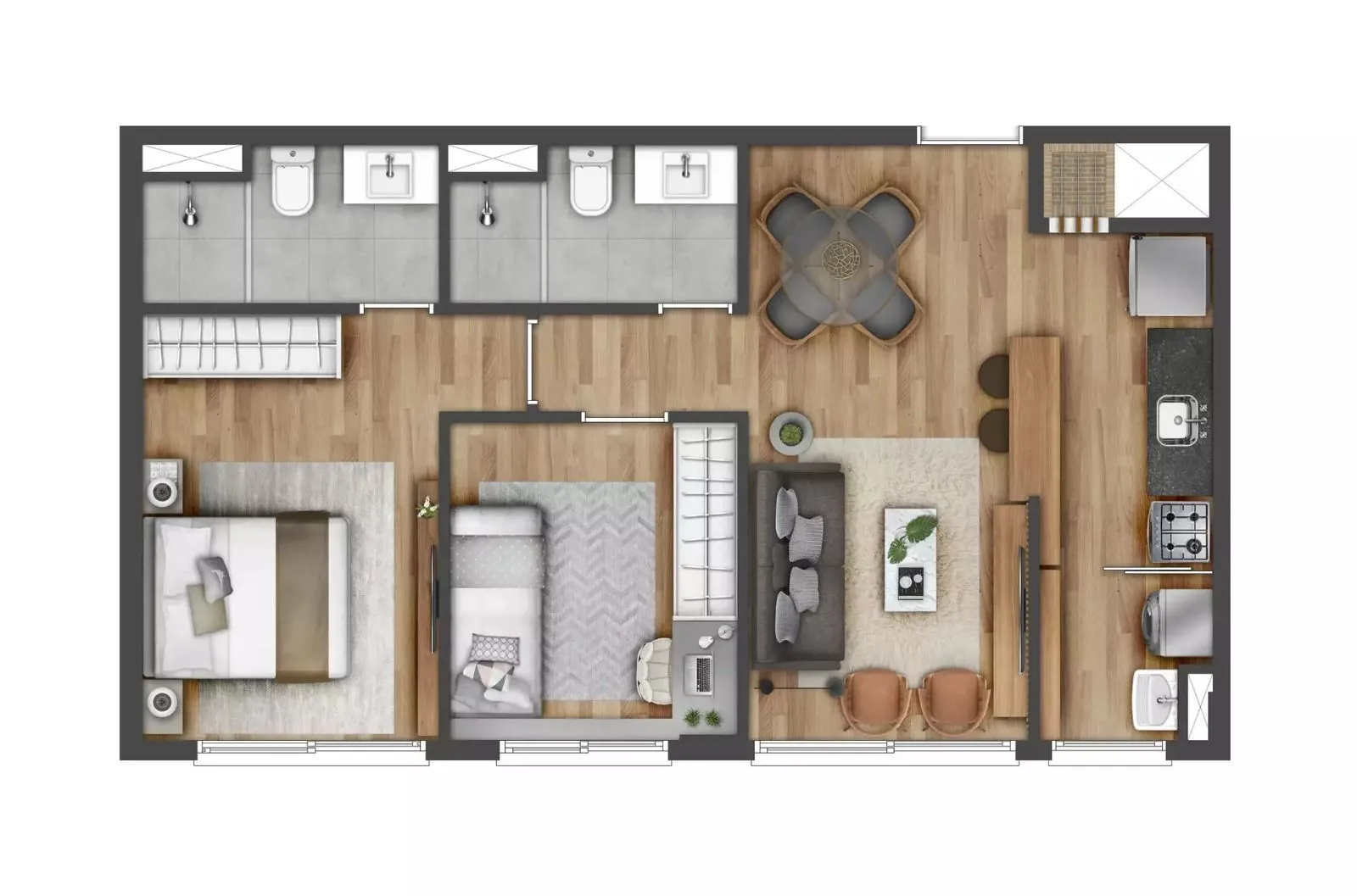 Imagem Apartamento 02 dormitórios 59m² privativos, churrasqueira e vaga, próximo Puc