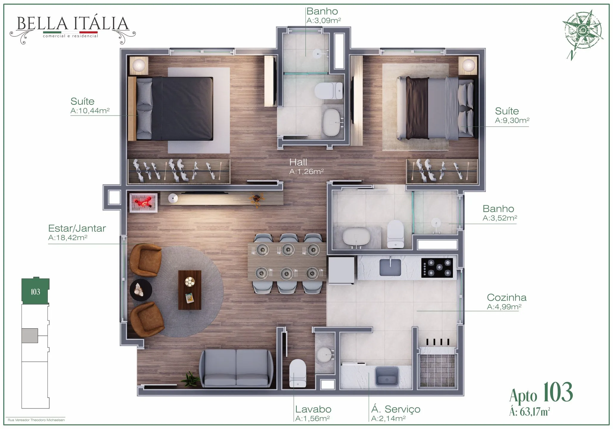 Imagem Apartamento à venda em Gramado, Moura, com 2 quartos, 55.05m2