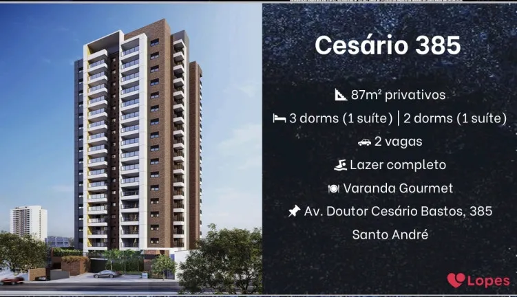 Foto do imóvel Apartamento com 3 Quartos à Venda, 87 m² em Vila Bastos - Santo André
