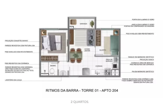 Imagem RESIDENCIAL RITMOS DA BARRA - MRV - Aptos 33,42m² a 35,33m², próximo aos shoppings West Plaza!