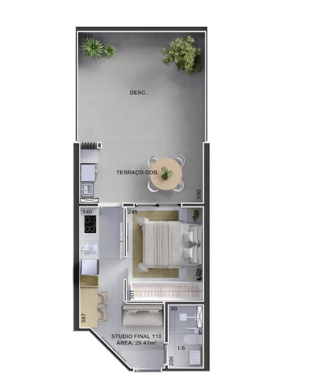 Imagem Imperdível oportunidade de investimento em Curitiba: Apartamento à venda no Boa Vista, 1 quarto, 1 banheiro, 29,47m²