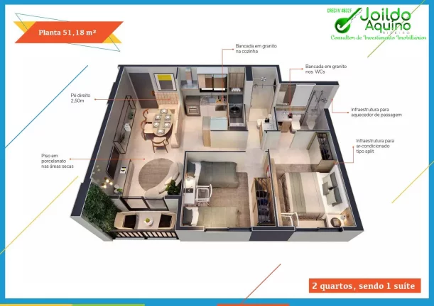 Imagem Apartamento de 2 e 3 quartos, lazer no bairro Joaquim Távora
