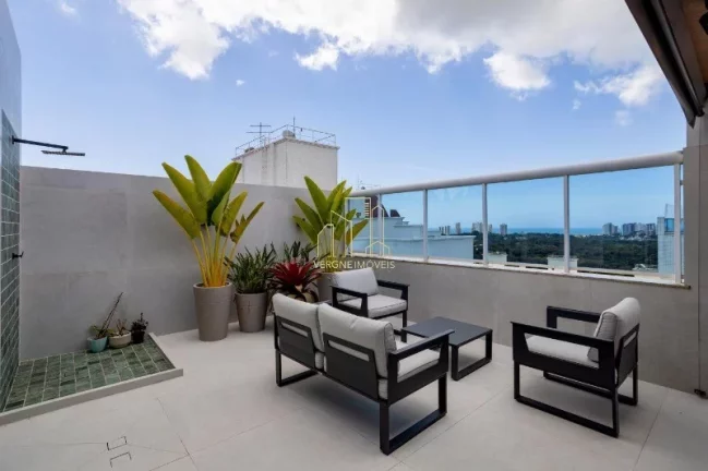 Imagem Excelente cobertura alto padrão vista mar com três quartos home theater a venda em Alphaville l