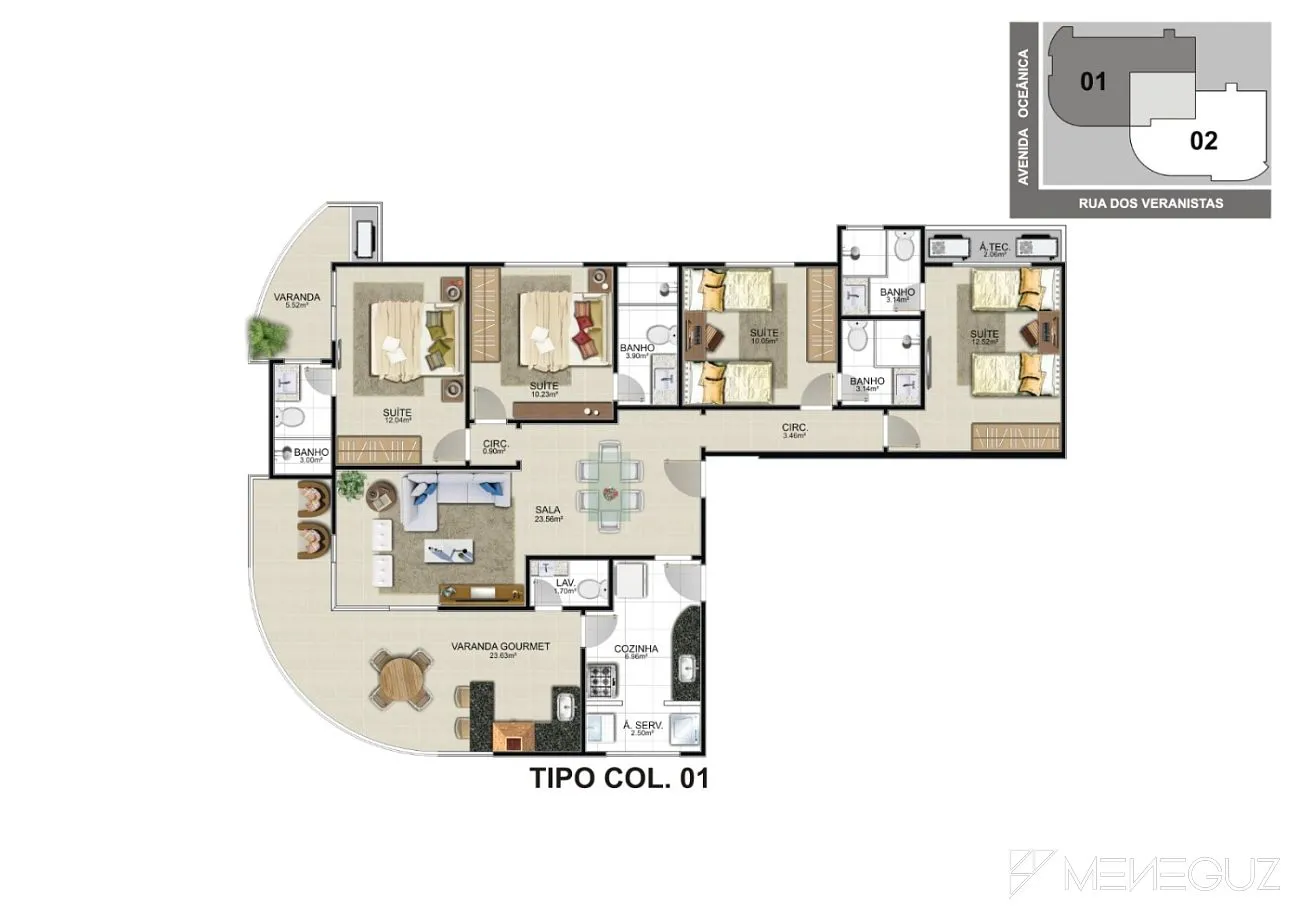 Imagem Exclusivo empreendimento de alto padrão, com apartamentos de 4 suítes e duas vagas de garagem