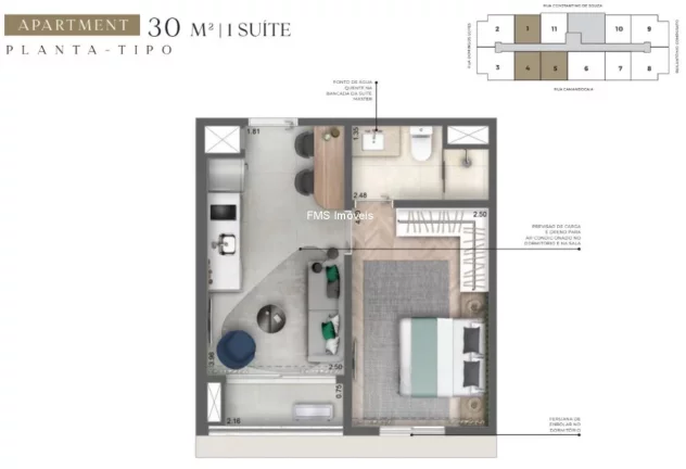 Imagem Studio com 30m² no Campo Belo encontre o maior estoque Cyrela na Zona Sul! Explore em www.fmsimoveis.com.br