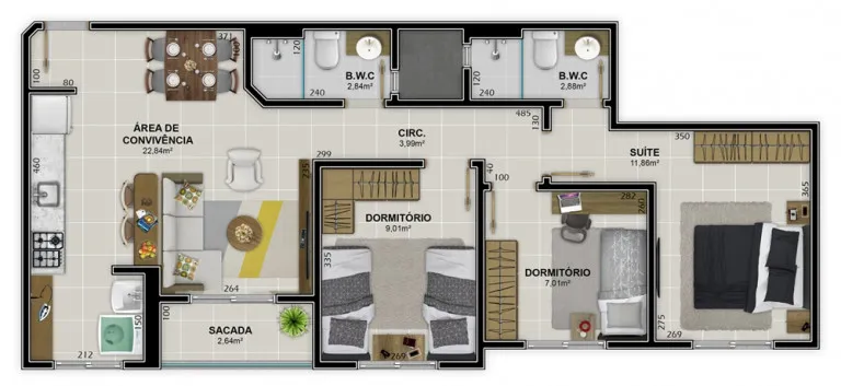 Imagem Apartamento com 3 Quartos à Venda, 86 m² em Próspera - Criciúma