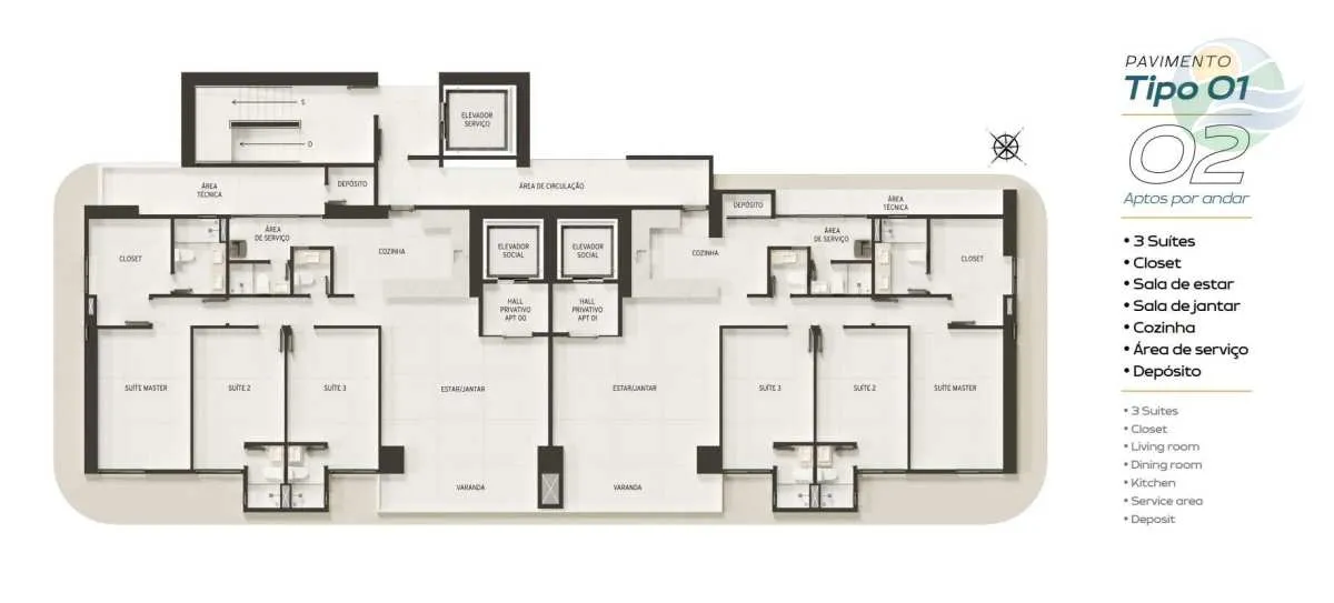 Imagem Apartamento 3 suites, Venda, Domus Jardins, Manaíra, João Pessoa - PB.