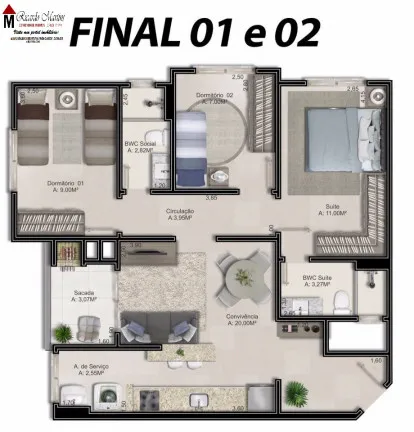 Imagem Apartamento com 2 Quartos à Venda, 58 m²em Mina do Mato - Criciúma