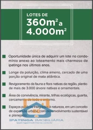 Imagem Terreno em Loteamento Monte Belo - Limoeiro - Ipatinga: Venda a partir R$ 270.000