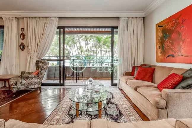 Imagem Ótimo apartamento com 135m² no Brooklin. Amplo living com varanda na copa das árvores, sala de ja...
