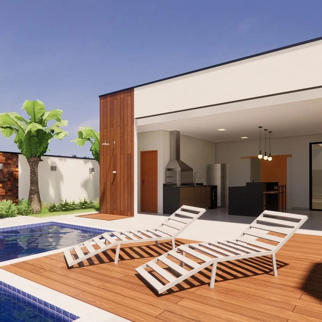 Imagem Uma Residência Térrea Unifamiliar em Pindamonhangaba, Projetada com Materiais de Alta Qualidade e Acabamentos Modernos, Pronta para Receber sua Famíli