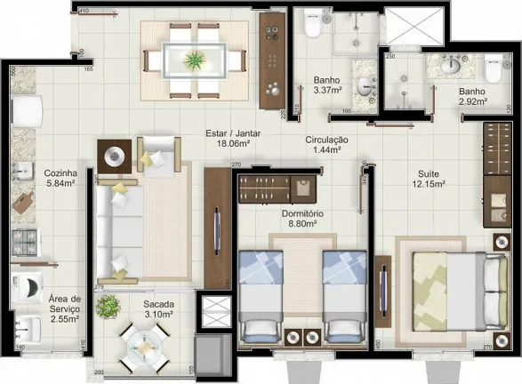 Imagem Apartamento com 3 Quartos à Venda, 77.740 m² em Centro - Balneário Rincão