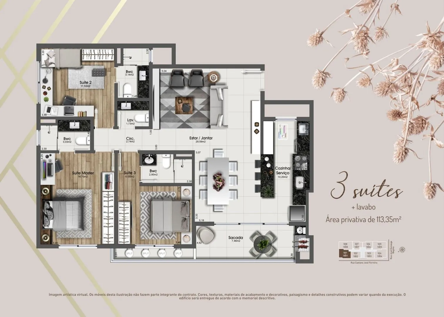 Imagem Pronto para Morar! Apartamentos de 3 Suítes no Kobrasol | São José/SC