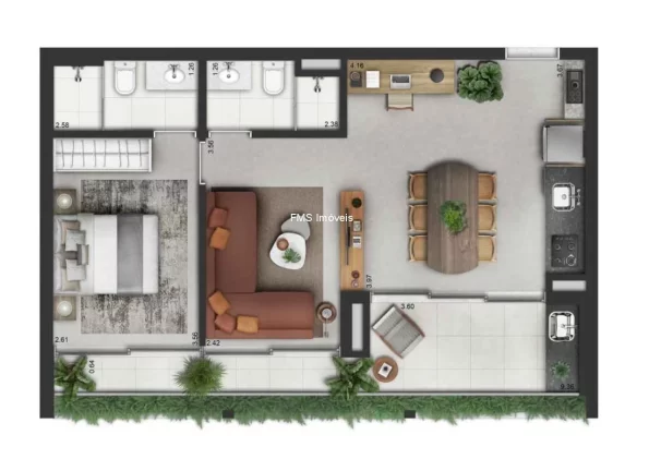 Imagem APARTAMENTO 63m² - 2 DORMITÓRIOS ( 1 SUÍTE) - 1 VAGA - CAMPO BELO