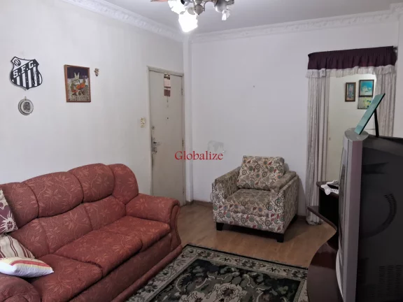 Imagem Apartamento a venda em Santos no bairro da Aparecida de 2 dormitórios no primeiro andar de frente com uma vaga de garagem por R$ 426.000,00