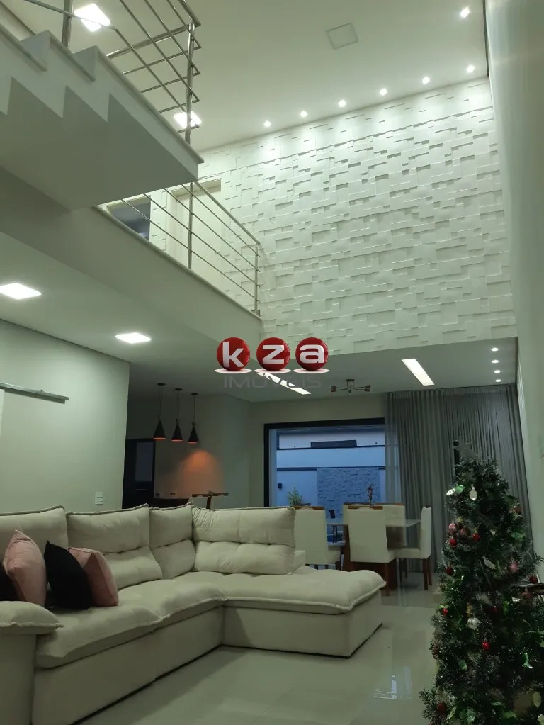 Imagem Casa de alto padrão em condomínio: 3 quartos, 3 suítes, 2 salas, 5 banheiros, 4 vagas, 200m² - Residencial Real Parque, Sumaré-SP.