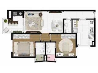 Imagem Apartamento à venda no Centro de Santo André-SP: 2 quartos, 1 suíte, 2 banheiros, 2 vagas de garagem em Condomínio Stay Patriani!