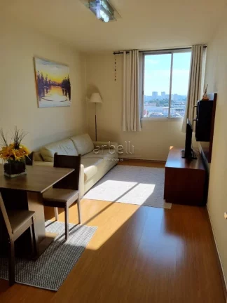 Imagem Apartamento com 63 metros quadrados, com 2 dormitórios, 1 banheiro com box em vidro e gabinete de l...