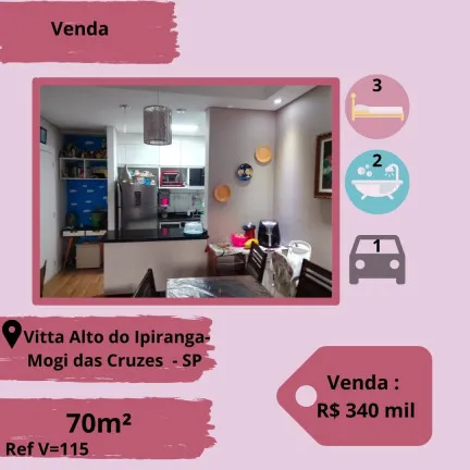 Apartamento com 3 Quartos à Venda, 70 m² em Parque Santana - Mogi das Cruzes