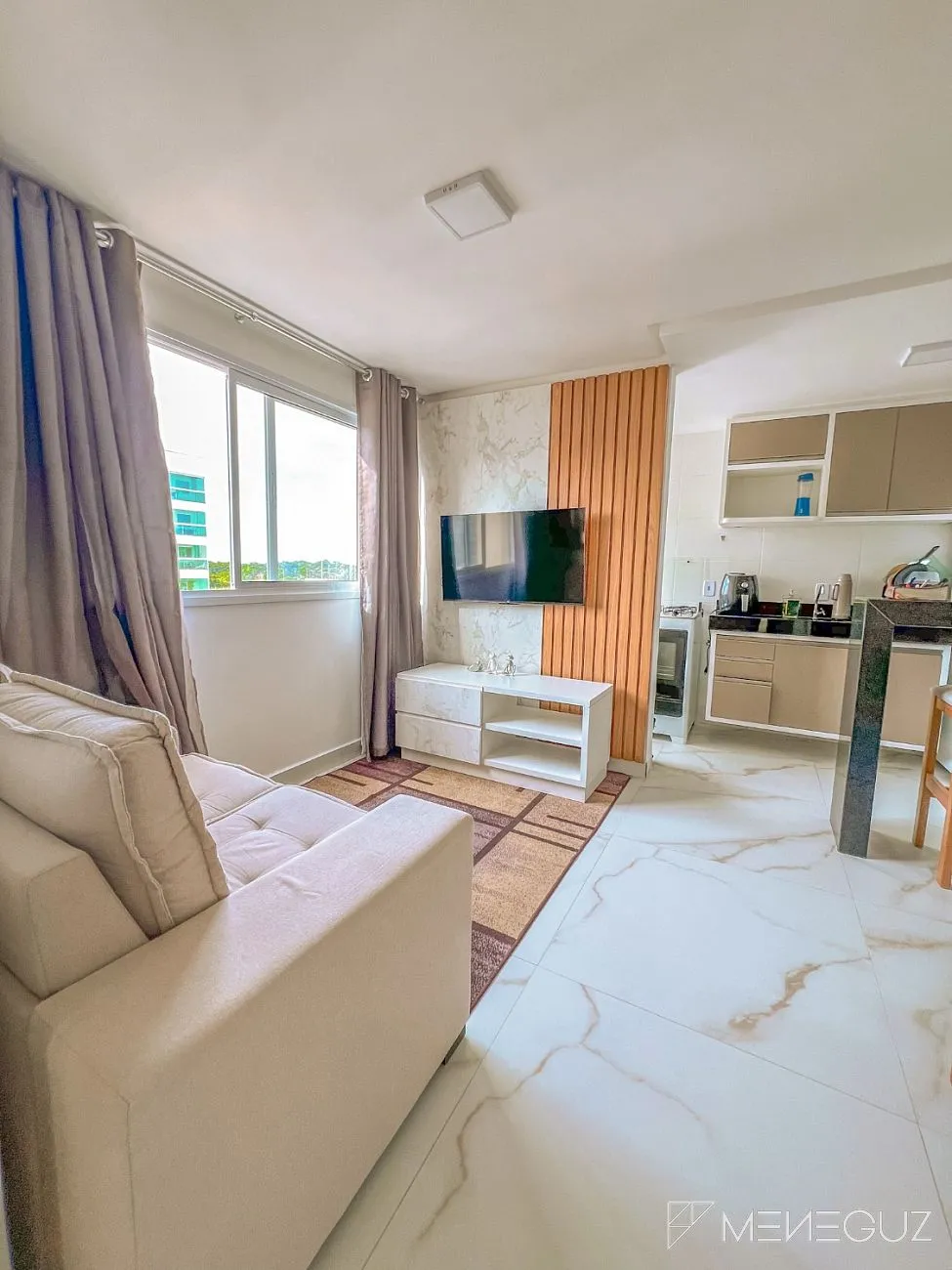Imagem Quarto e sala totalmente mobiliado, no 8º andar, no Edifício Prosperity - um dos empreendimentos mais modernos e desejados da Praia do Morro.