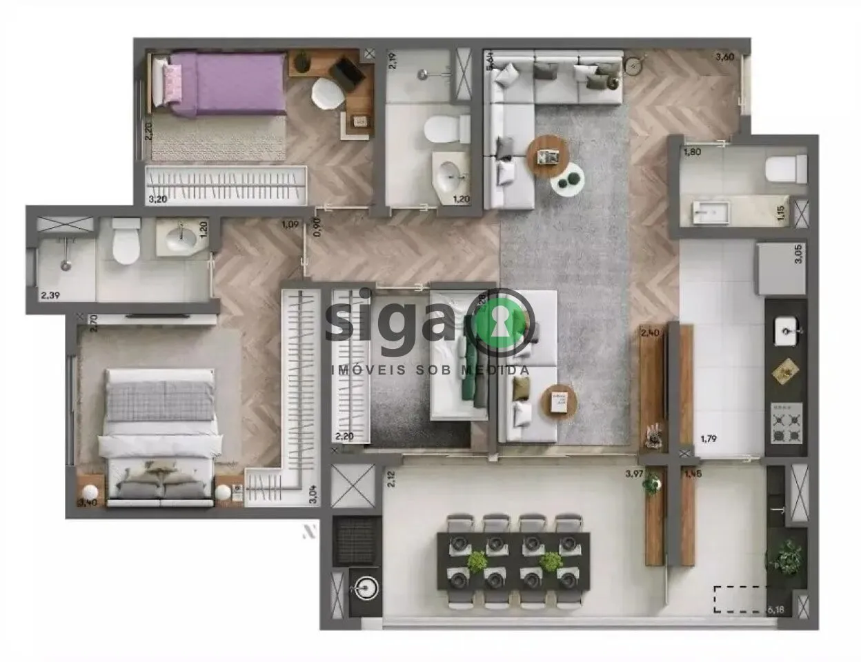 Imagem Apartamento a venda ou Locação na Chácara Santo Antônio com 3 quartos