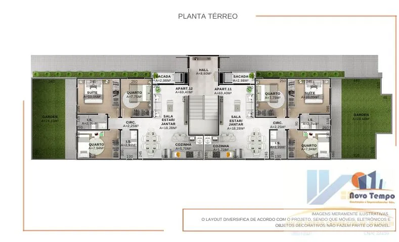 Imagem Apartamento Garden para Venda em São José dos Pinhais, Centro, 3 dormitórios, 1 suíte, 2 banheiros, 2 vagas