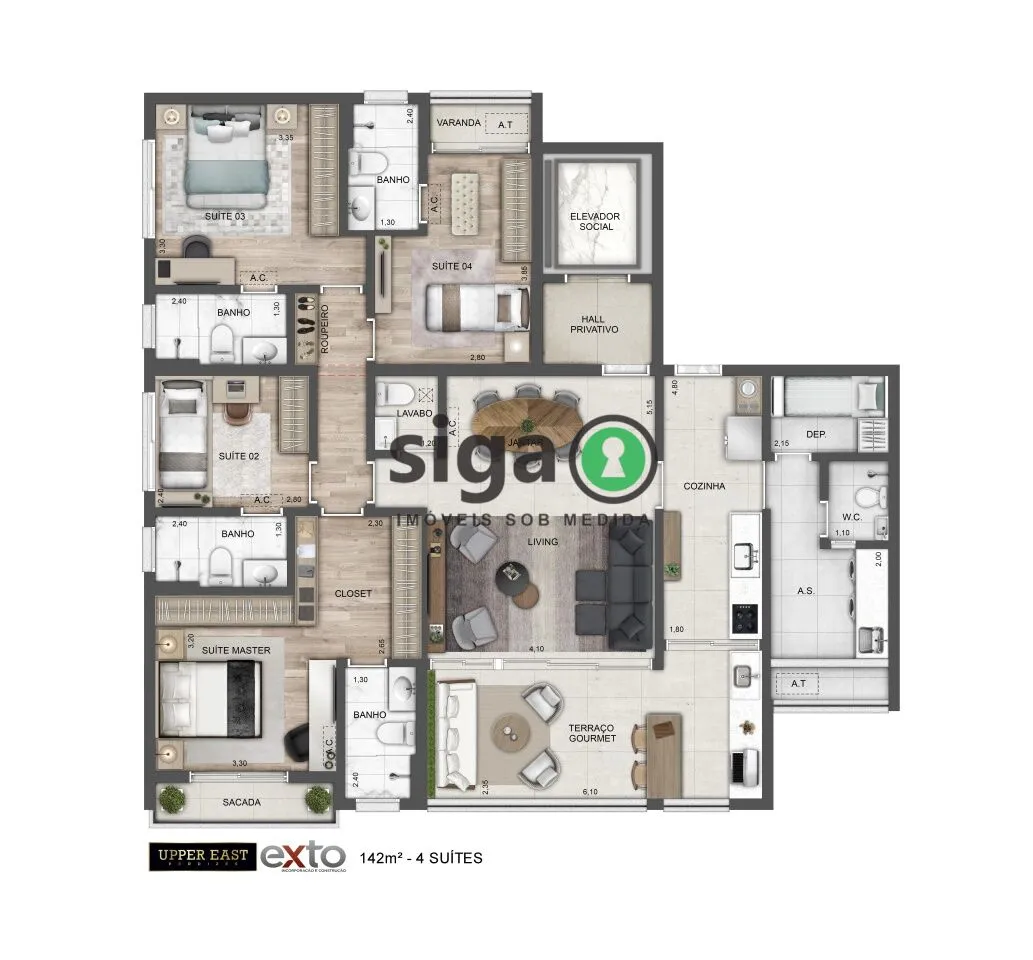 Imagem Upper East Perdizes: 142m² de sofisticação e conforto na Zona Oeste