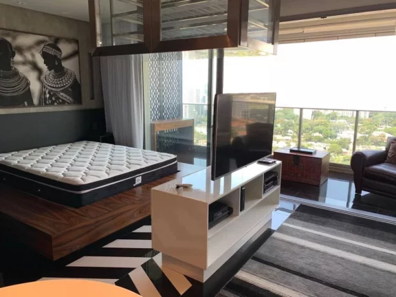 Imagem Flat disponível para locação no VHouse por JFL Living, com 48m², 1 dormitório e 1 vaga de garagem