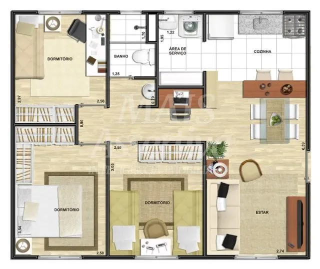 Imagem Apartamento semi-mobiliado em São Miguel, São Leopoldo - 3 dormitórios