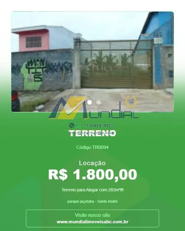 Imagem Terreno para Alugar com 282m²!!!