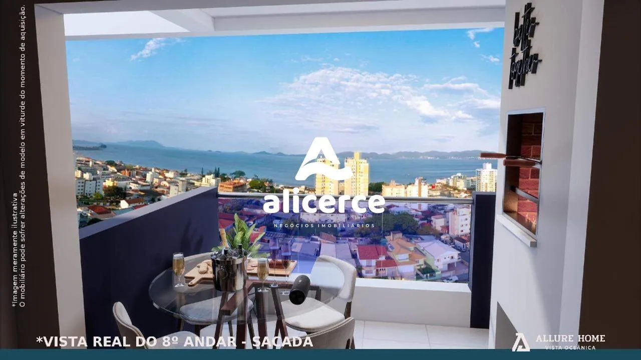 Imagem Apartamento Novo com Amplo Terraço 2 dormitórios com suíte, à Venda em Barreiros - São José/SC