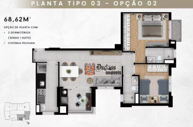 Imagem Apartamento com 2 dormitórios (1 suíte) à venda, 68 m² por R$ 733.816 - Jardim Guanabara - Campinas/SP