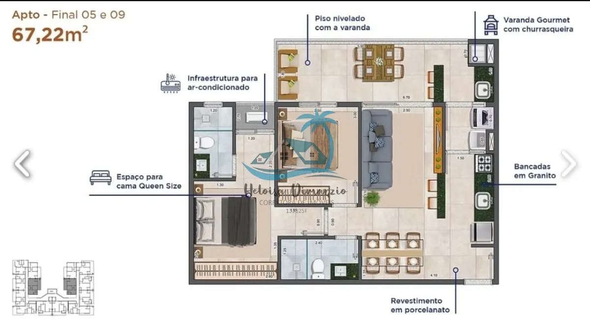 Imagem Apartamento novo com 2 dormitórios à venda a 200m da orla do Itaguá