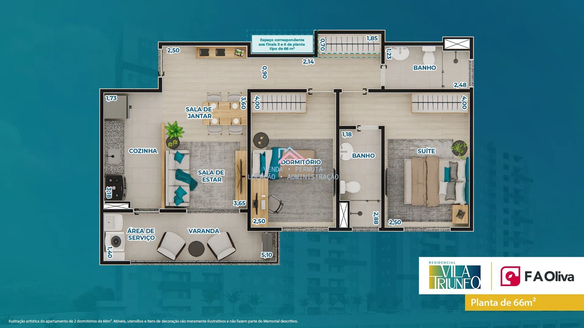 Imagem Apartamentos à venda Residencial Vila Triunfo - Área útil 66 m2 com 2 dormitóris - Sendo 1 suíte - 1