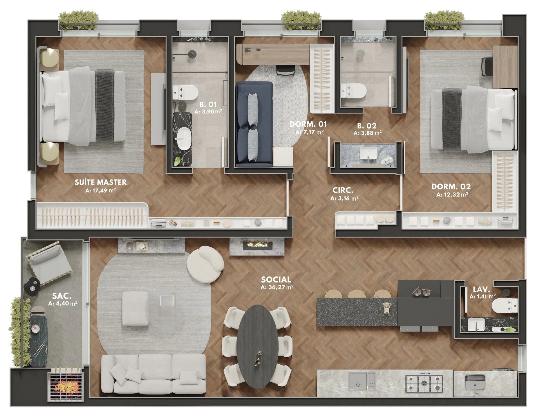 Imagem Apartamento à venda em Caxias do Sul, São Leopoldo, com 3 quartos, 108.38m2