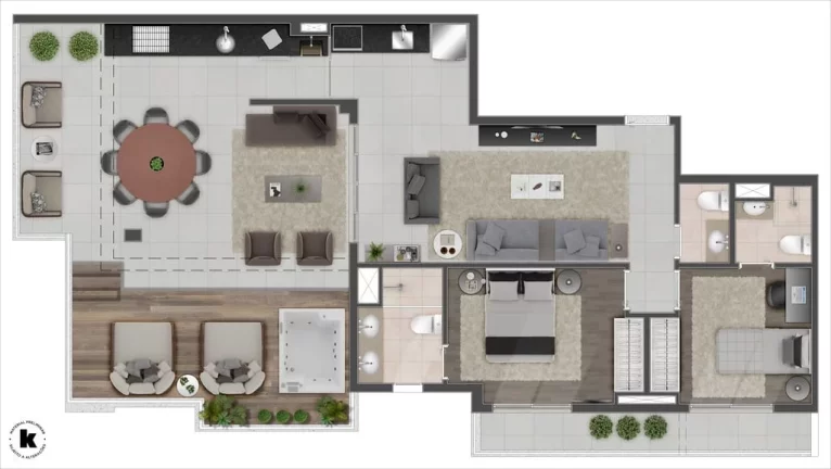 Imagem Apartamento à Venda Nos Jardins Com 2 Dormitórios Sendo 1 Suíte e 1 Vaga
