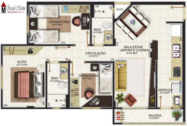 Imagem Apartamento com 2 Quartos à Venda, 72 m² em Santa Bárbara - Criciúma