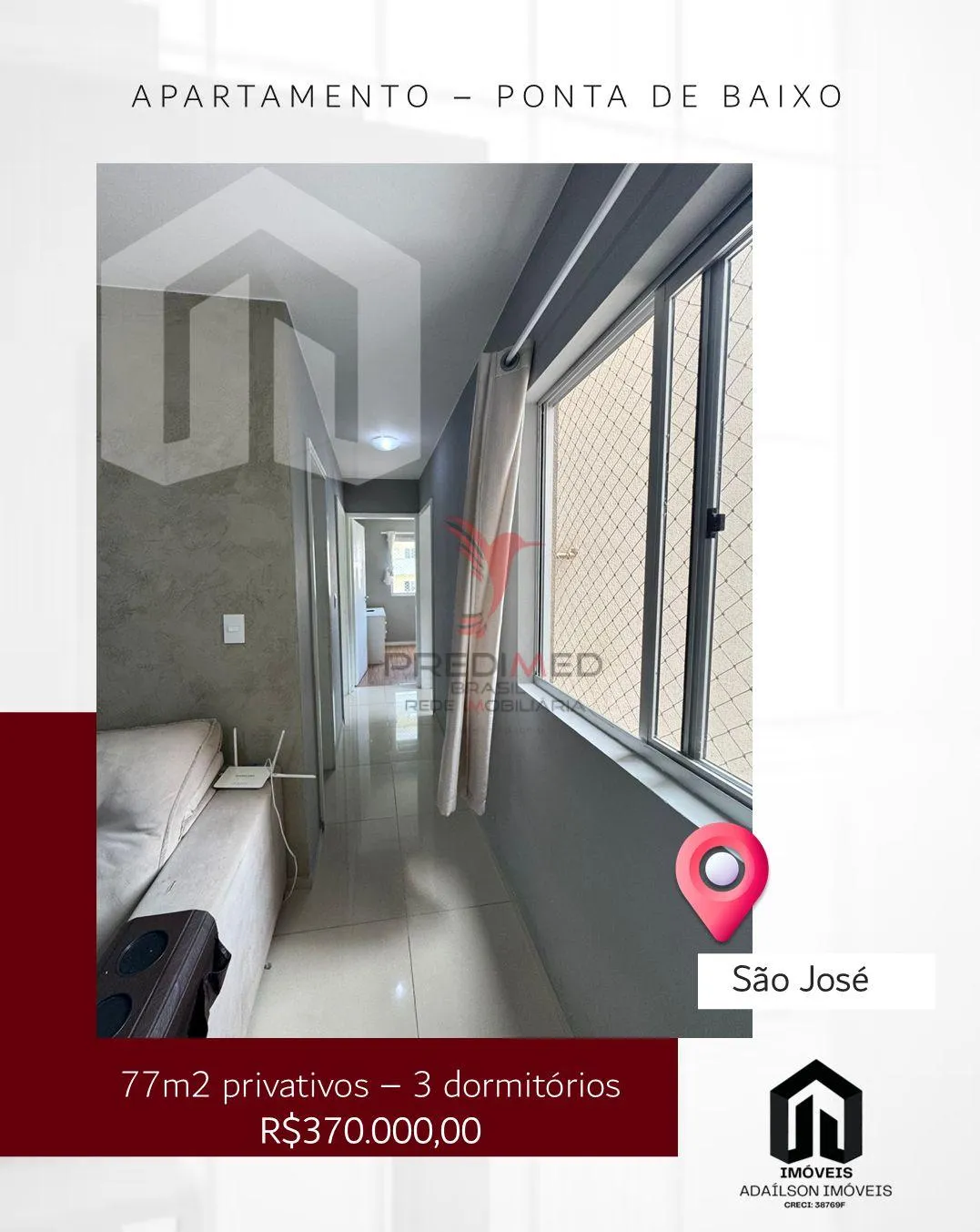 Imagem Apartamento 3 dorm à venda - Ponta de Baixo, São José sc Brasil