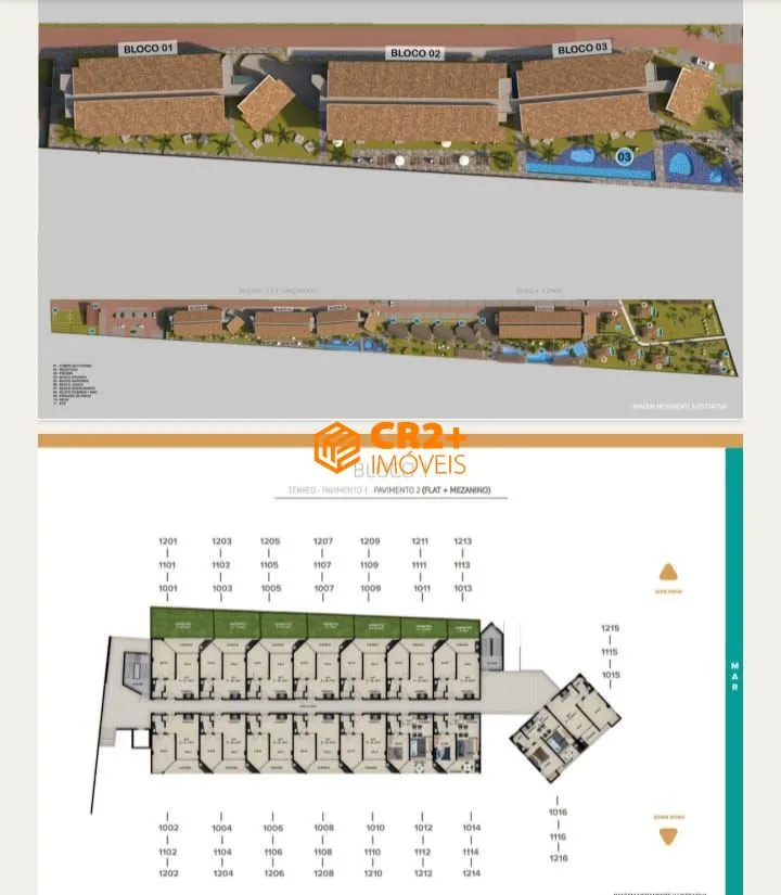 Imagem Flat 54m² com 2 Quartos e 1 Suíte, em Carneiros.
