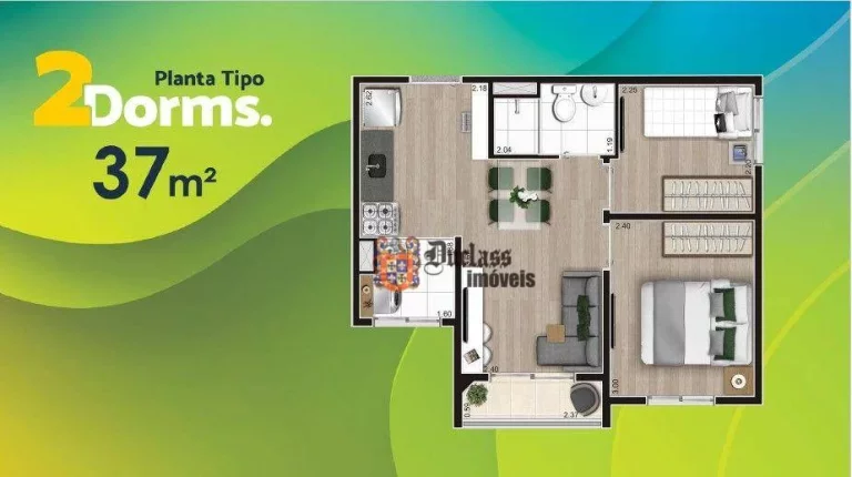 Imagem Apartamento com 2 dormitórios à venda, 37 m² por R$ 272.200,00 - Parque Ipê - São Paulo/SP