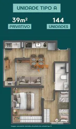 Imagem Apartamento com 1 dormitório à venda, 39 m² por R$ 376.827,97 - Vila Endres - Guarulhos/SP