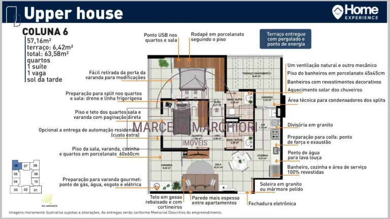 Imagem Apartamento Home Experience, Itaparica, 2 quartos, 1 suíte, 1 vaga coberta