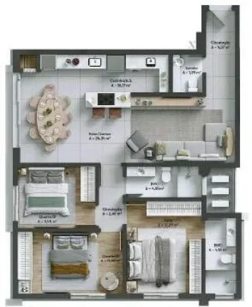 Imagem Apartamento 3 Dormitórios para venda em Biguaçu - SC