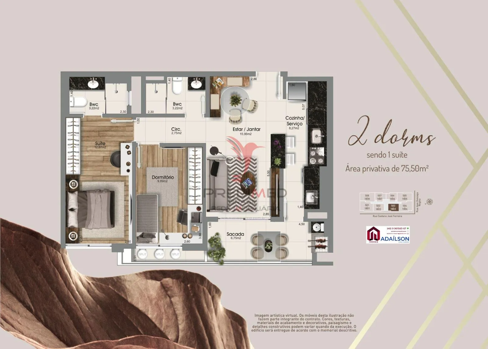Imagem Apartamentos no Edifício Lyon Residence - Em São Jose - Floripa SC